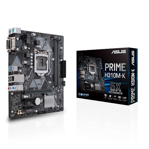 ASUS PRIME H310M-K Gaming motherboard with led lighting